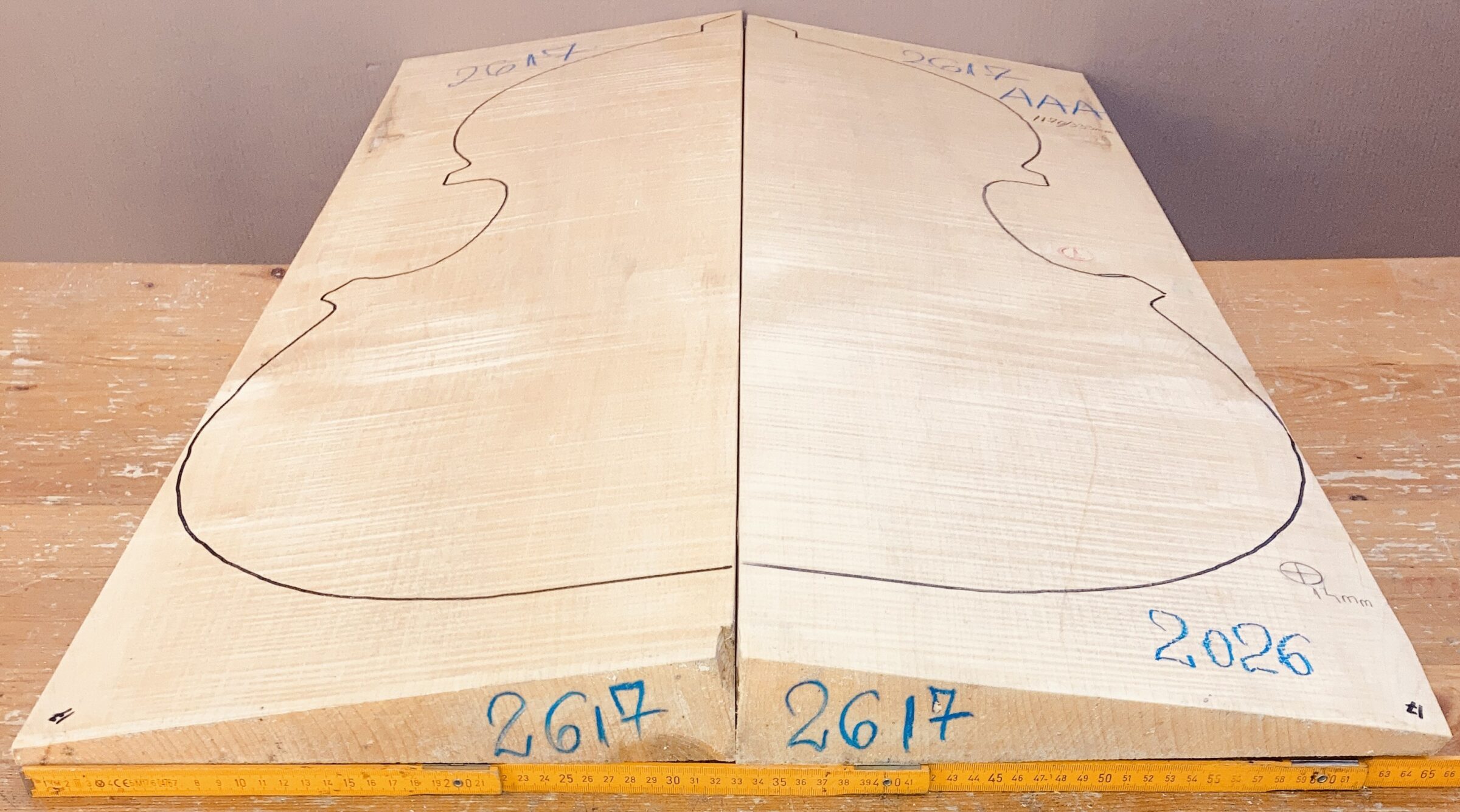 Curly maple back and sides for contrabass